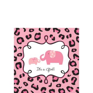 safari baby shower pink napkins beverage 36ct partycity