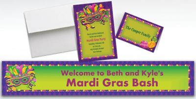 Custom Masquerade Mardi Gras Invitations &amp; Thank You Notes - Party City