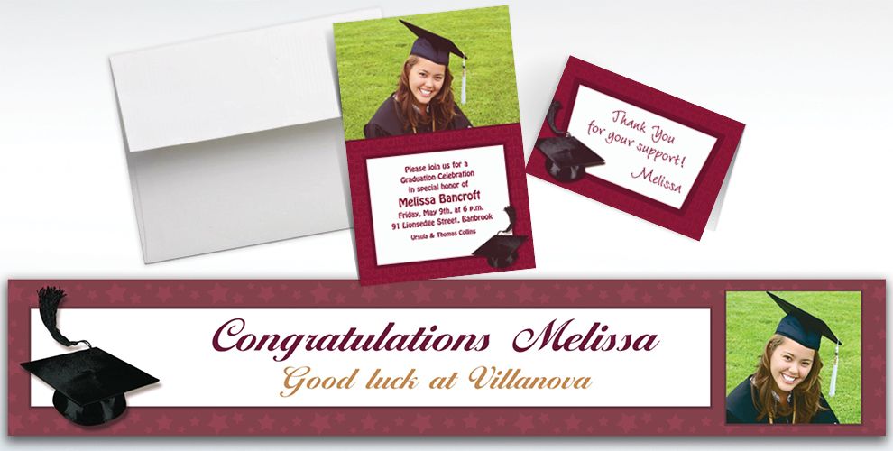 Custom Berry Graduation Invitations & Thank You Notes Party City