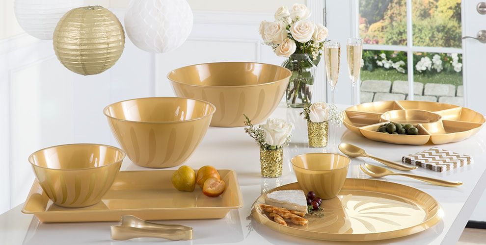 Gold Serving Trays, Bowls & Utensils Tableware & Serving Party City