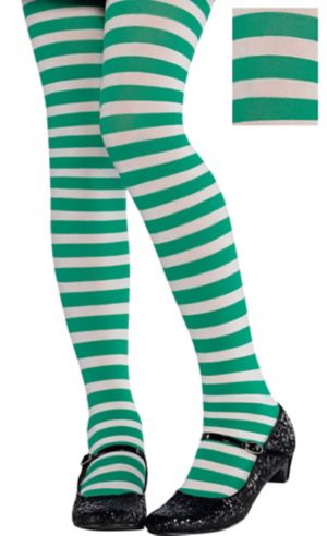plus size green and white striped tights