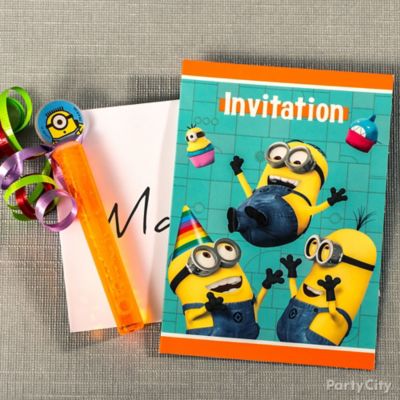 Despicable Me Invite with Favor Idea