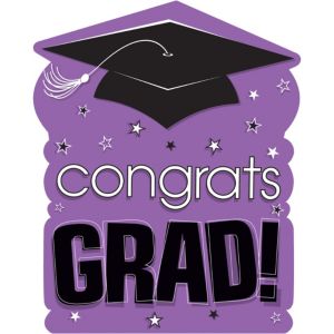 Congrats Grad Purple Graduation Cutout 14in - Party City