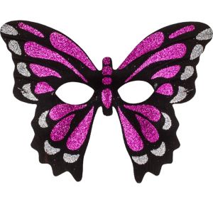 Glitter Pink Butterfly Mask 10in x 7in - Party City