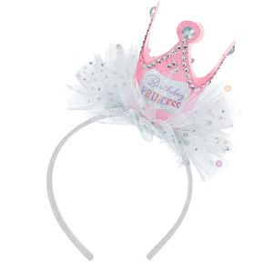 Pink Birthday Princess Crown Headband 3in x 3 1/2in - Party City