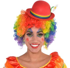 Red Clown Mini Derby Hat 8 1/2in x 3in - Party City