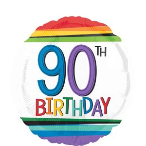 Rainbow 90th Birthday Balloon 17in - Party City