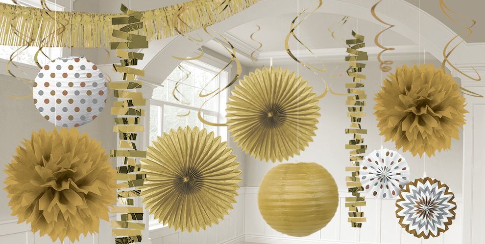 Gold Decorations Gold Balloons, Banners & Confetti