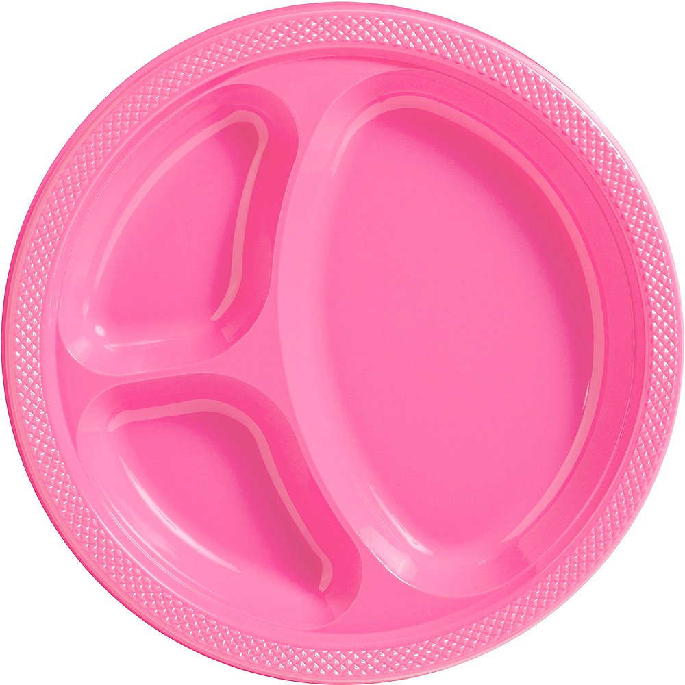 Bright Pink Plastic Divided Dinner Plates 20ct Party City