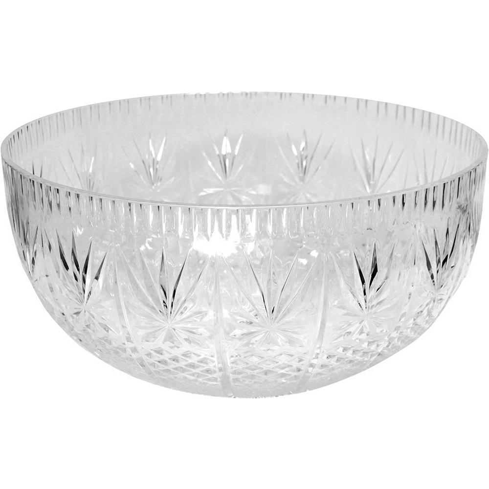 CLEAR Plastic Crystal Cut Punch Bowl 12qt 14in Party City