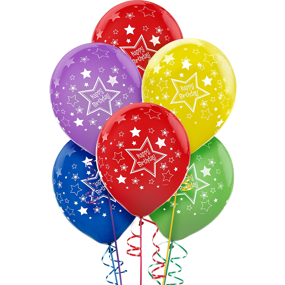 Latex Star Birthday Printed Balloons 12in 20ct | Party City