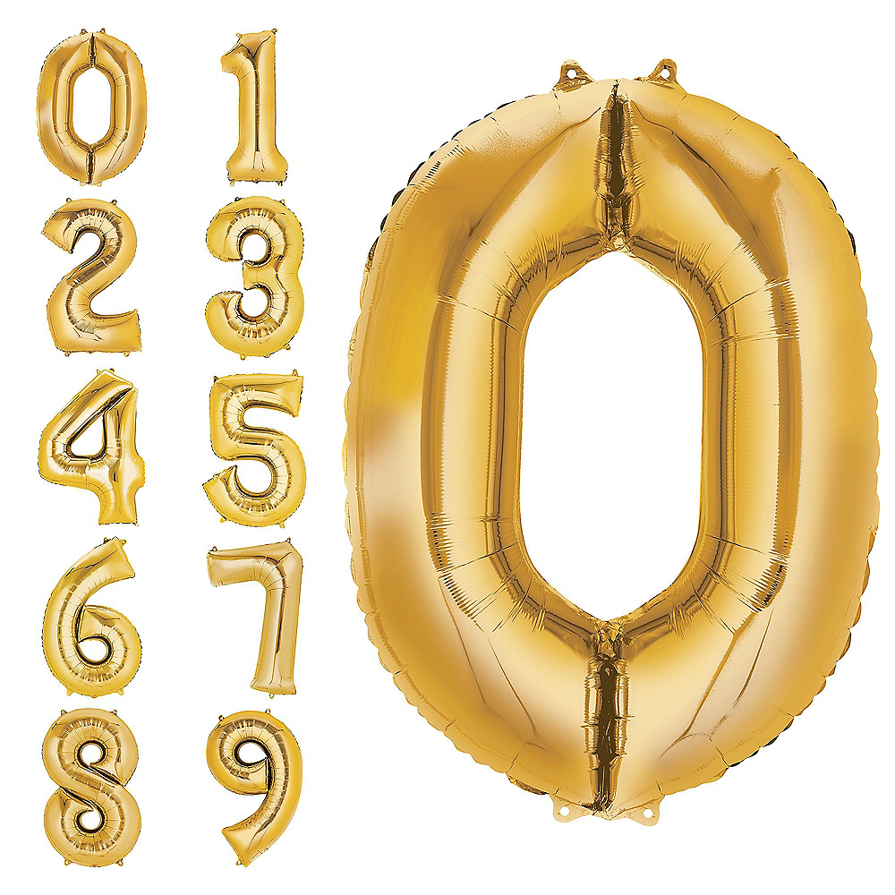 34in Gold Number Balloon (0) Image #1