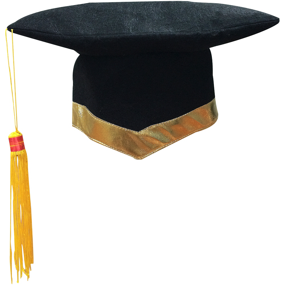 Adult Black Gold Graduation Hat 12in Party City