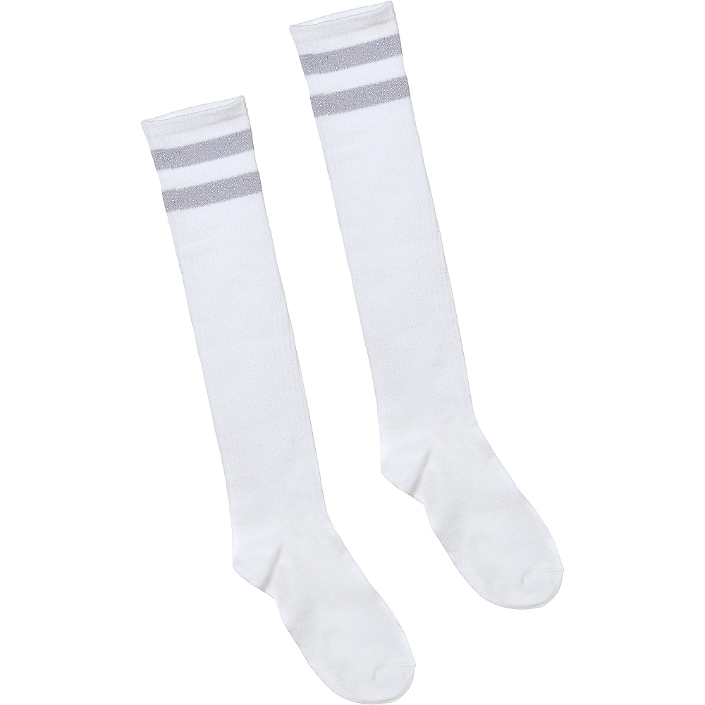 Silver Stripe Athletic Knee-High Socks 19in | Party City