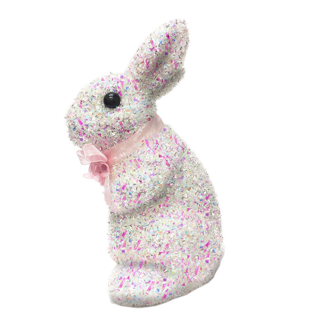 White Tinsel Easter Bunny 7in X 5 1 2in Party City