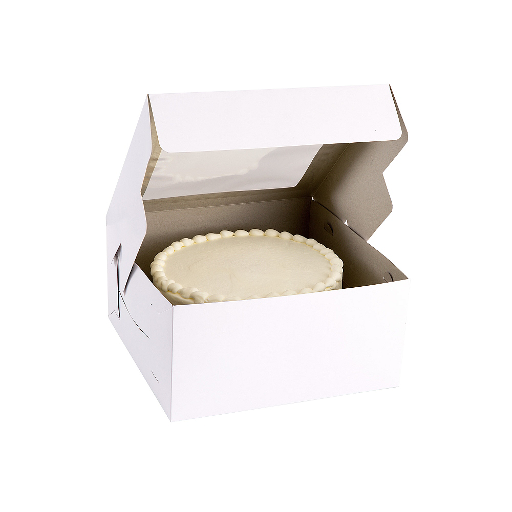 Download White Square Window Cake Box, 12in | Party City