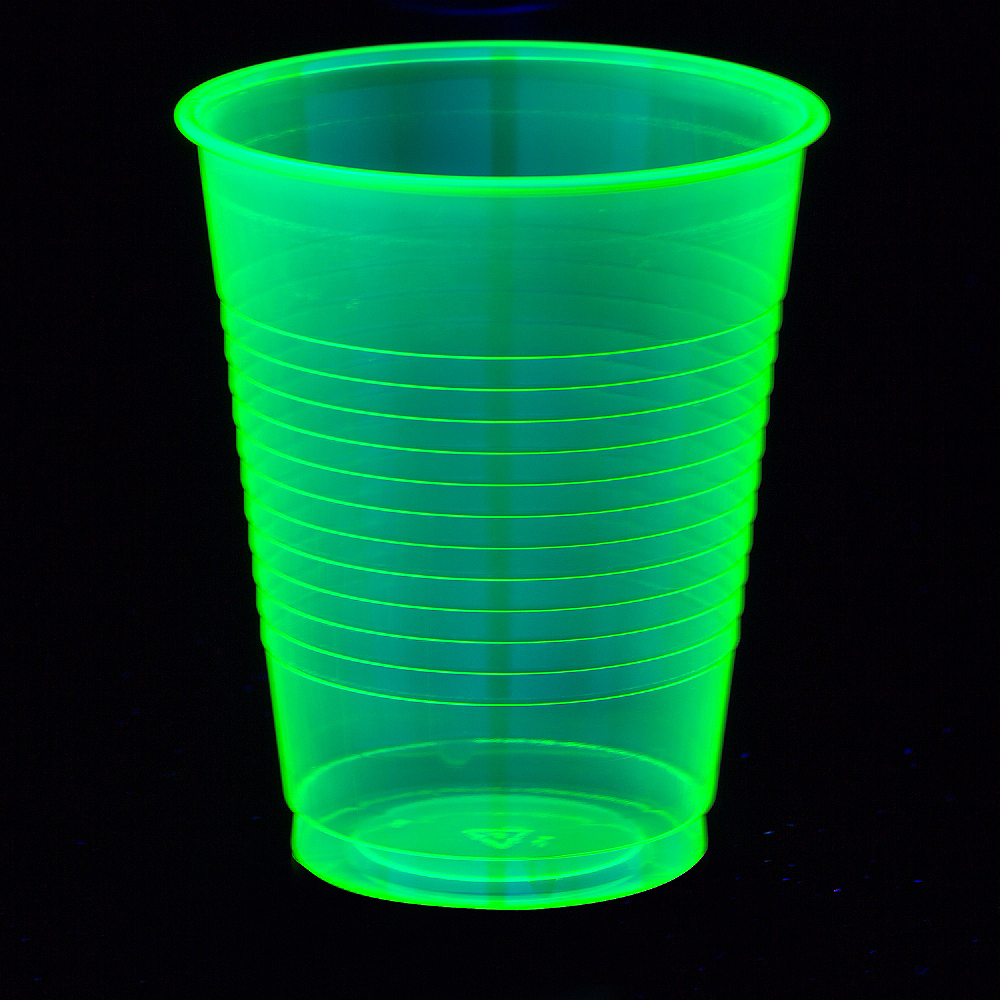 Big Party Pack Black Light Neon Green Plastic Cups 50ct