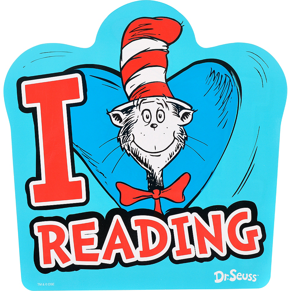 Cat in the Hat I Heart Reading Cutout 9in x 11in Dr. Seuss Party City