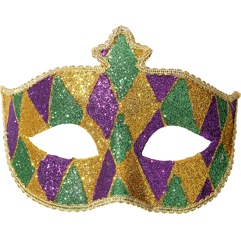 Glitter Harlequin Mardi Gras Masquerade Mask 6 1/2in x 4 1 ...