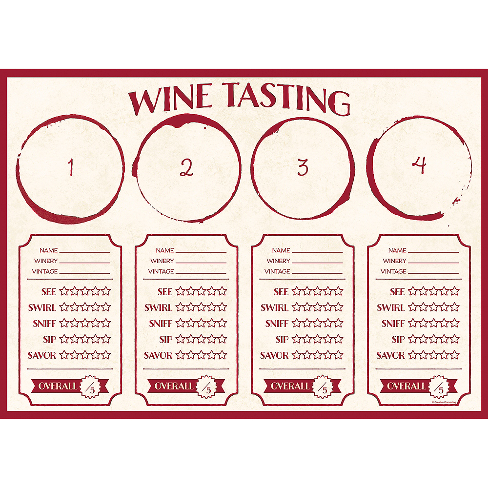 Wine Tasting Placemats 24ct Party City