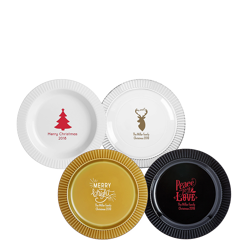Personalized Christmas Premium Plastic Dessert Plates 7 1