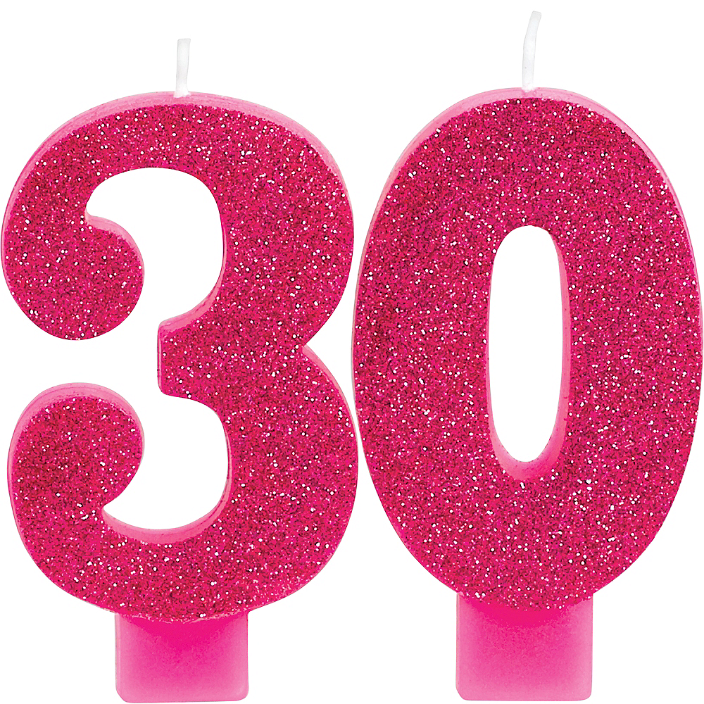 Glitter Pink Number 30 Birthday Candles 2ct | Party City Canada