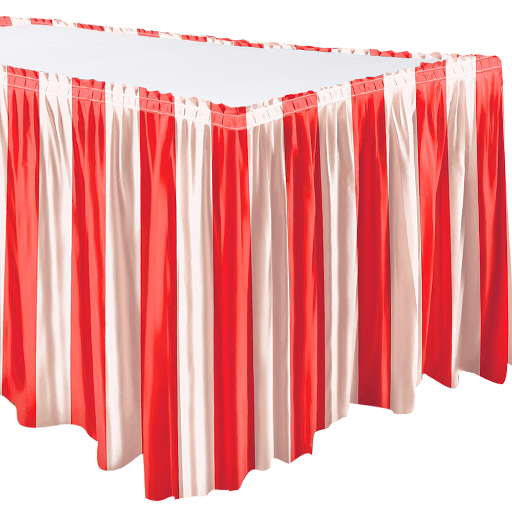 Red And White Striped Table Skirt 14ft X 29in Party City 