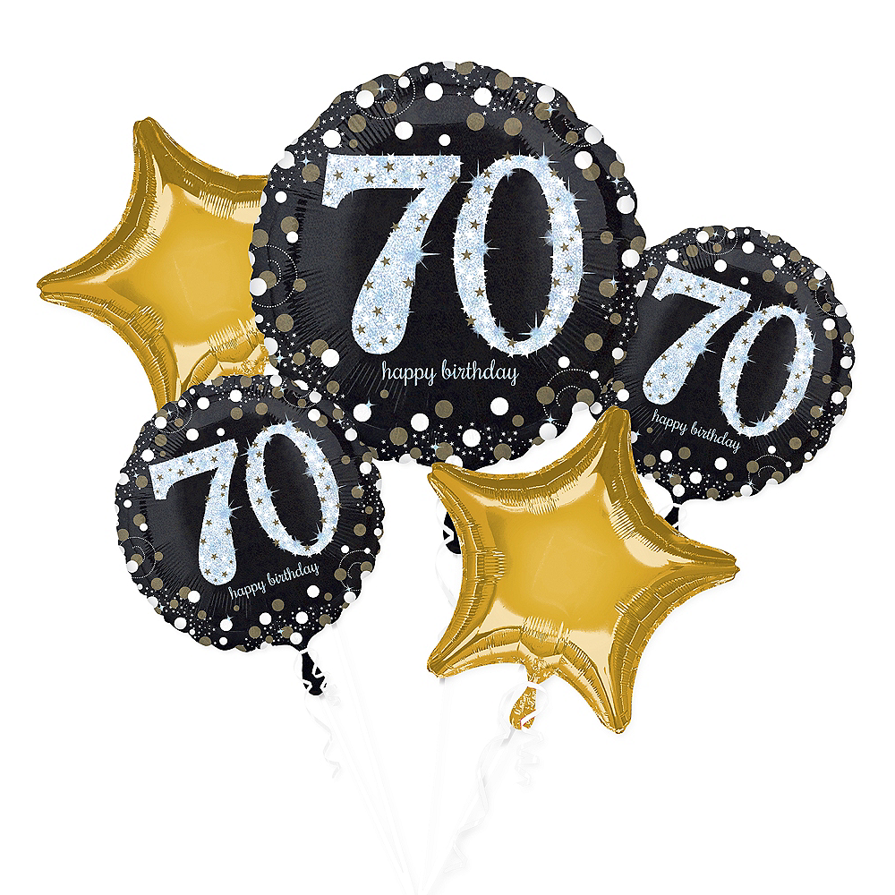 70th Birthday Balloon Bouquet 5pc Sparkling Celebration Party