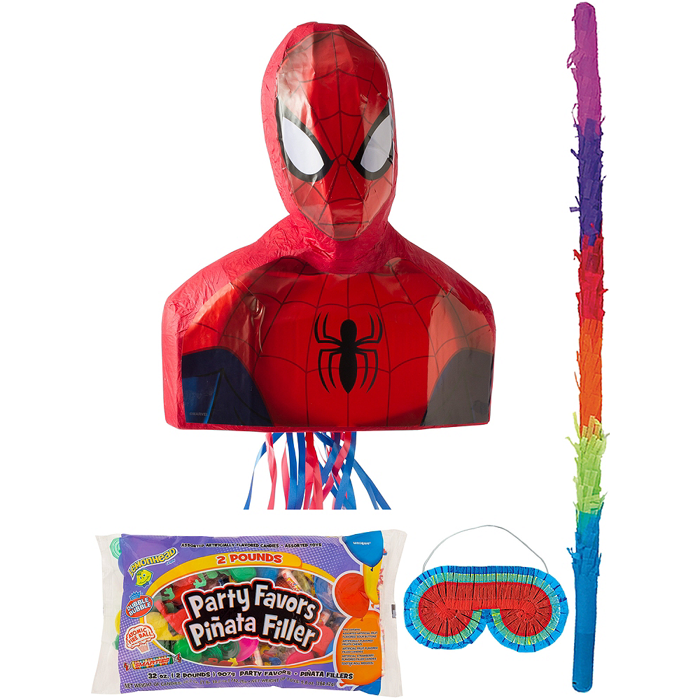 Spiderman Pull String Pinjata Pinata Party Game Toy Fill With Sweets!