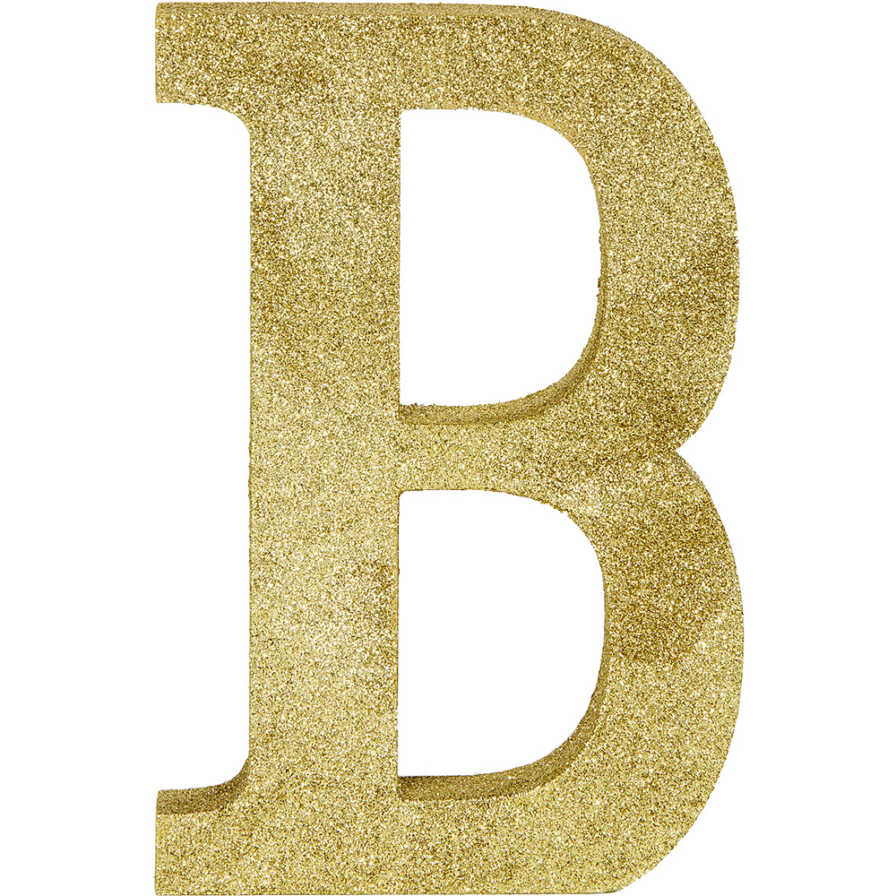 Glitter Gold Letter B Sign 6in x 9in | Party City