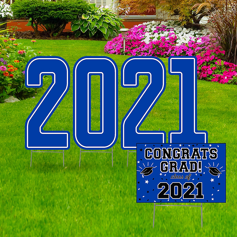 Giant Royal Blue 2020 Graduation Outdoor Sign Kit | Party City