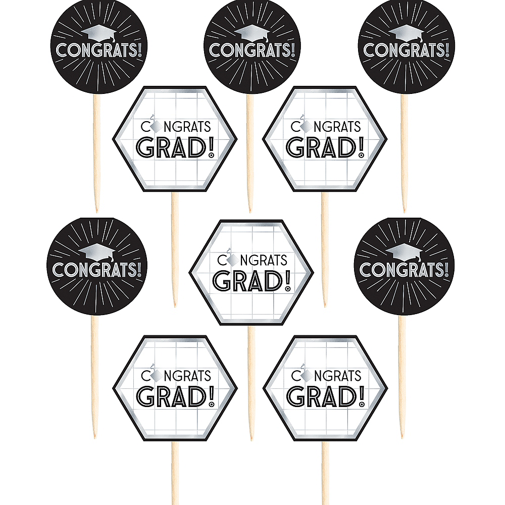 Grid Graduation Cupcake Picks 24ct Party City