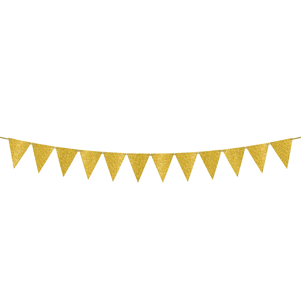 Mini Create Your Own Glitter Gold Pennant Banner | Party City