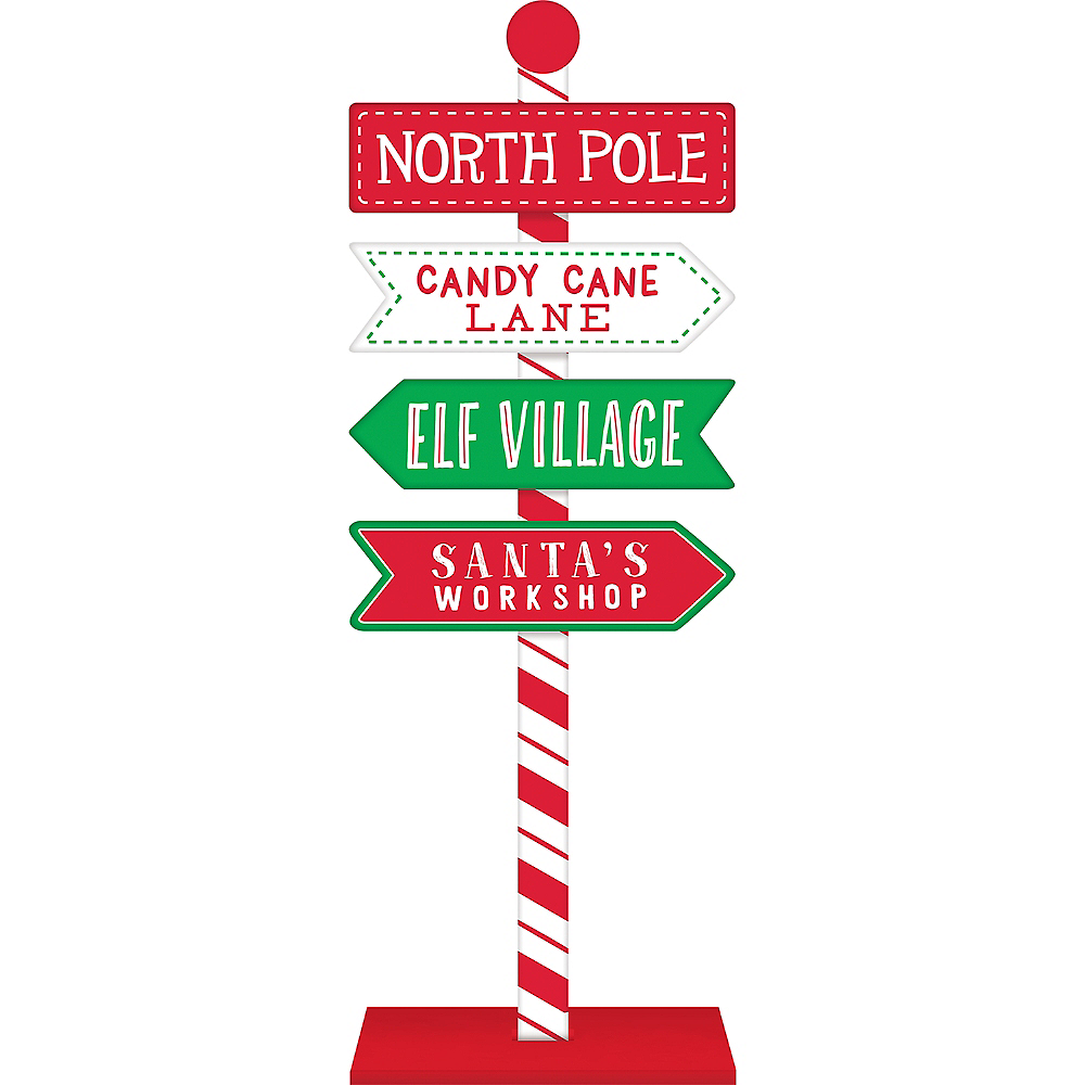 North Pole Directional Standing Sign 10 1/2in x 28 1/2in Party City