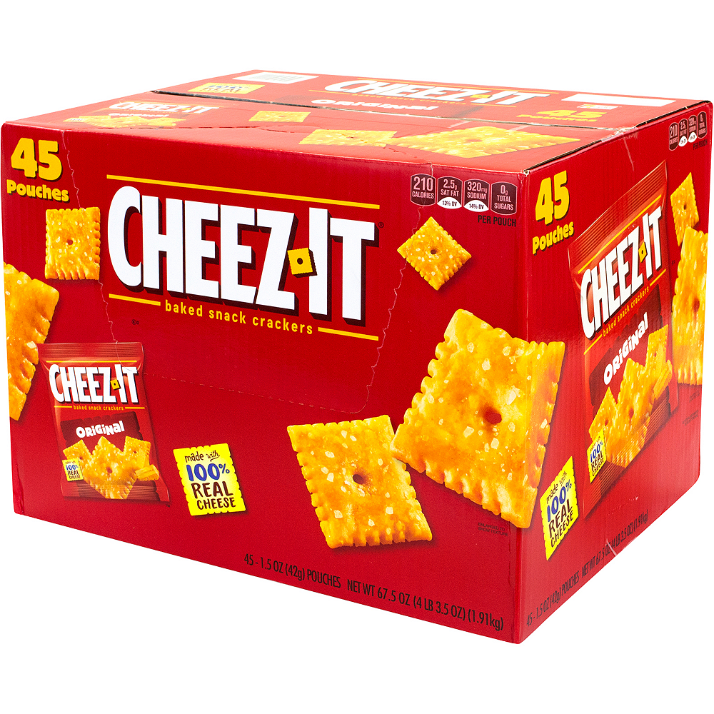 Cheez It Original Baked Snack Crackers Pouches 45ct Party City