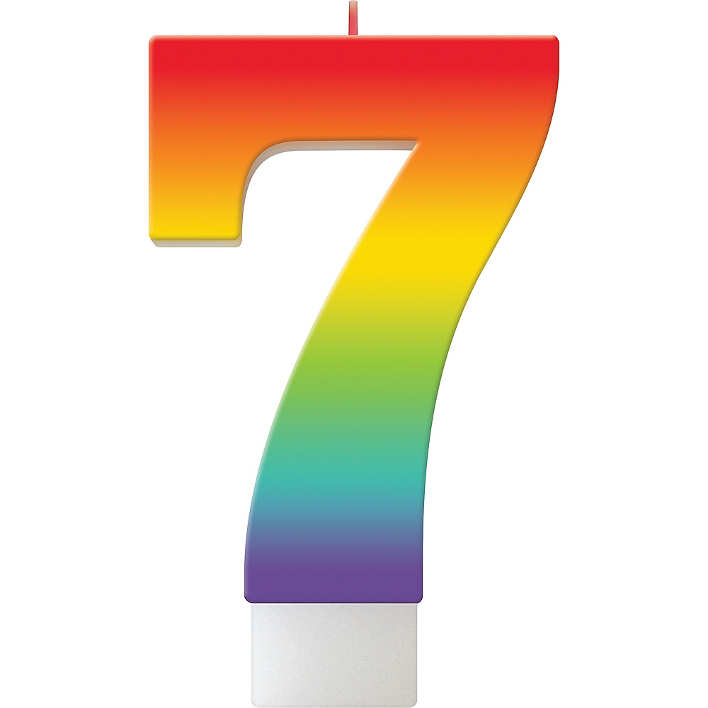 Rainbow Number 7 Birthday Candle