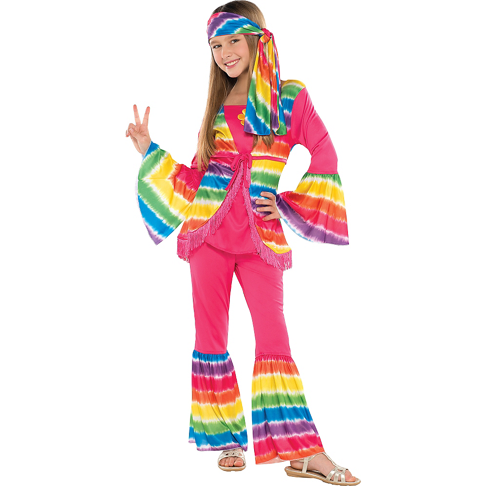 Girls Rainbow Groovy Hippie Costume | Party City