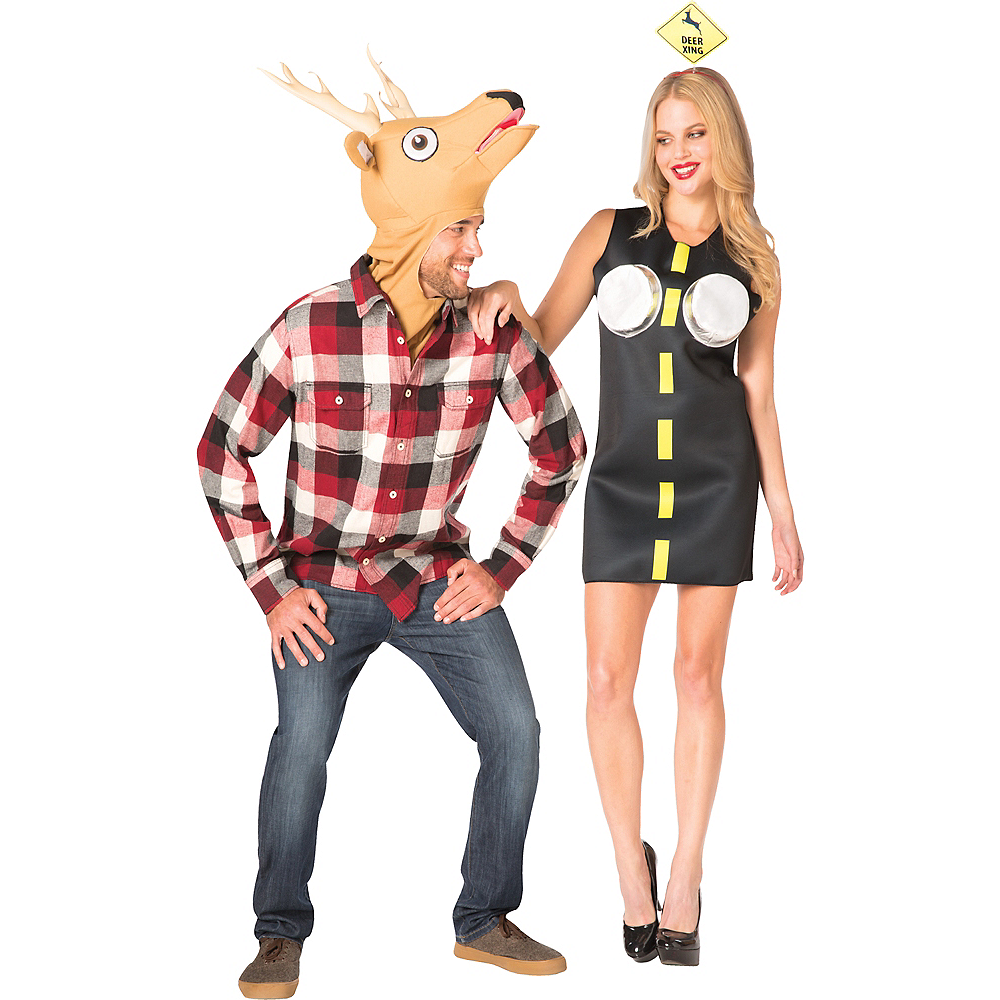 Adult Deer in Headlights Couples Costumes Image #1. 