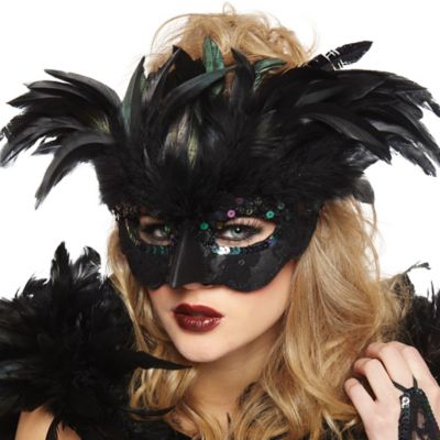 Fantasy Raven Feather Masquerade Mask 6 3/4in x 4in | Party City