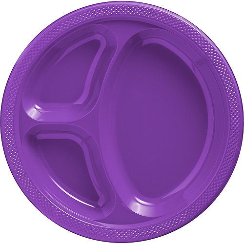 Nav Item for Purple Plastic Divided Dinner Plates 20ct Image #1
