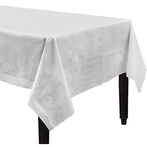 White Lace Print Table Cover Image #1