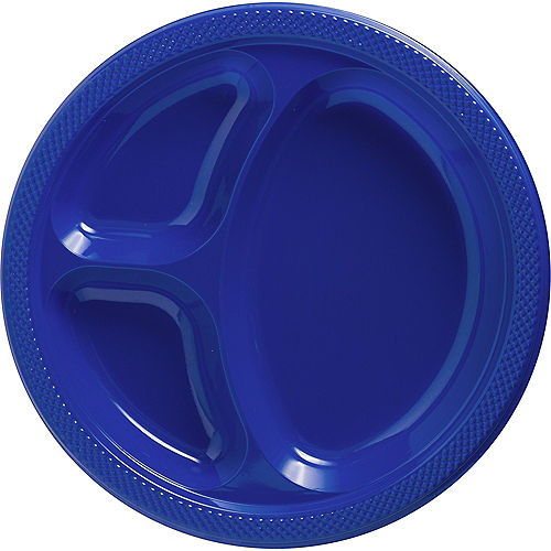 Royal Blue Plastic Divided Dinner Plates 20ct Image #1