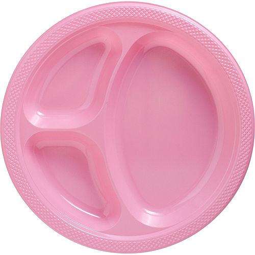 Nav Item for Pink Plastic Divided Dinner Plates 20ct Image #1