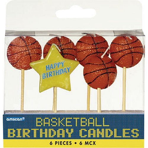 Basketball Birthday Toothpick Candles 6ct Image #1