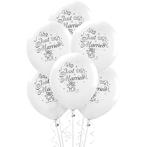 Wedding Balloons 15ct - Just Married Image #1