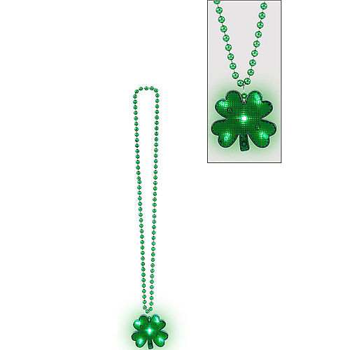 Nav Item for Light-Up St. Patrick's Day Shamrock Pendant Bead Necklace Image #1