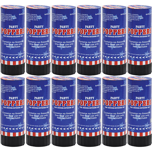 Patriotic Red, White, & Blue Confetti Party Poppers, 12ct Image #1