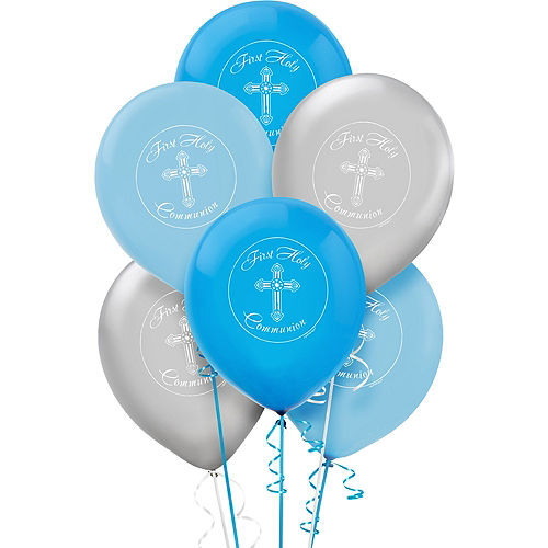 Nav Item for First Communion Balloons 15ct - Blue Image #1