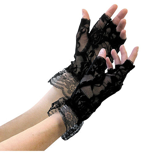 Black Lace Fingerless Gloves Image #1