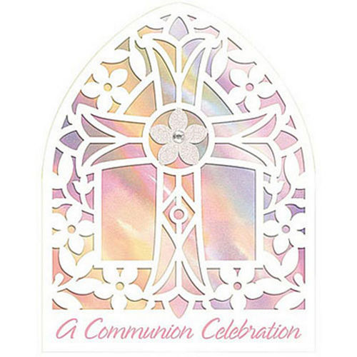 Novelty Pink Communion Invitations 8ct Image #1